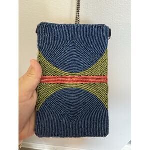 Ink + Alloy Beaded Same Purse Long Metal Strap Boho Beaded Artsy Festival Wear